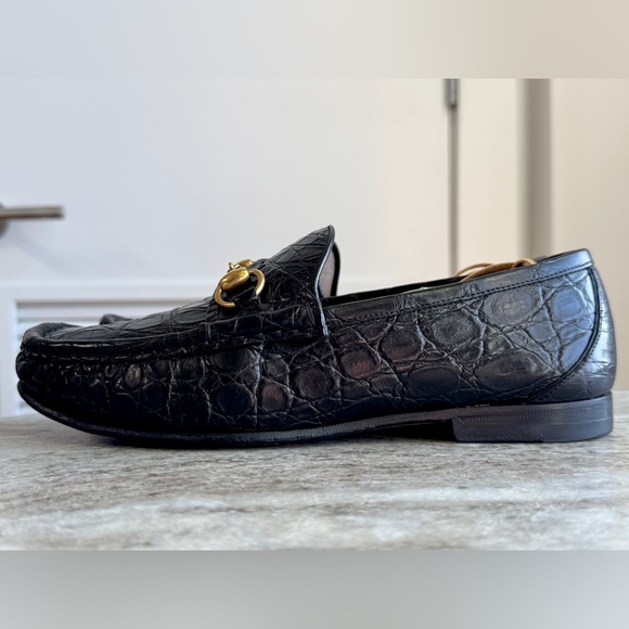 Gucci Crocodile 1953 Horsebit Loafers Black 6.5 / US 7 Exotic Jordaan $4100 main image 8